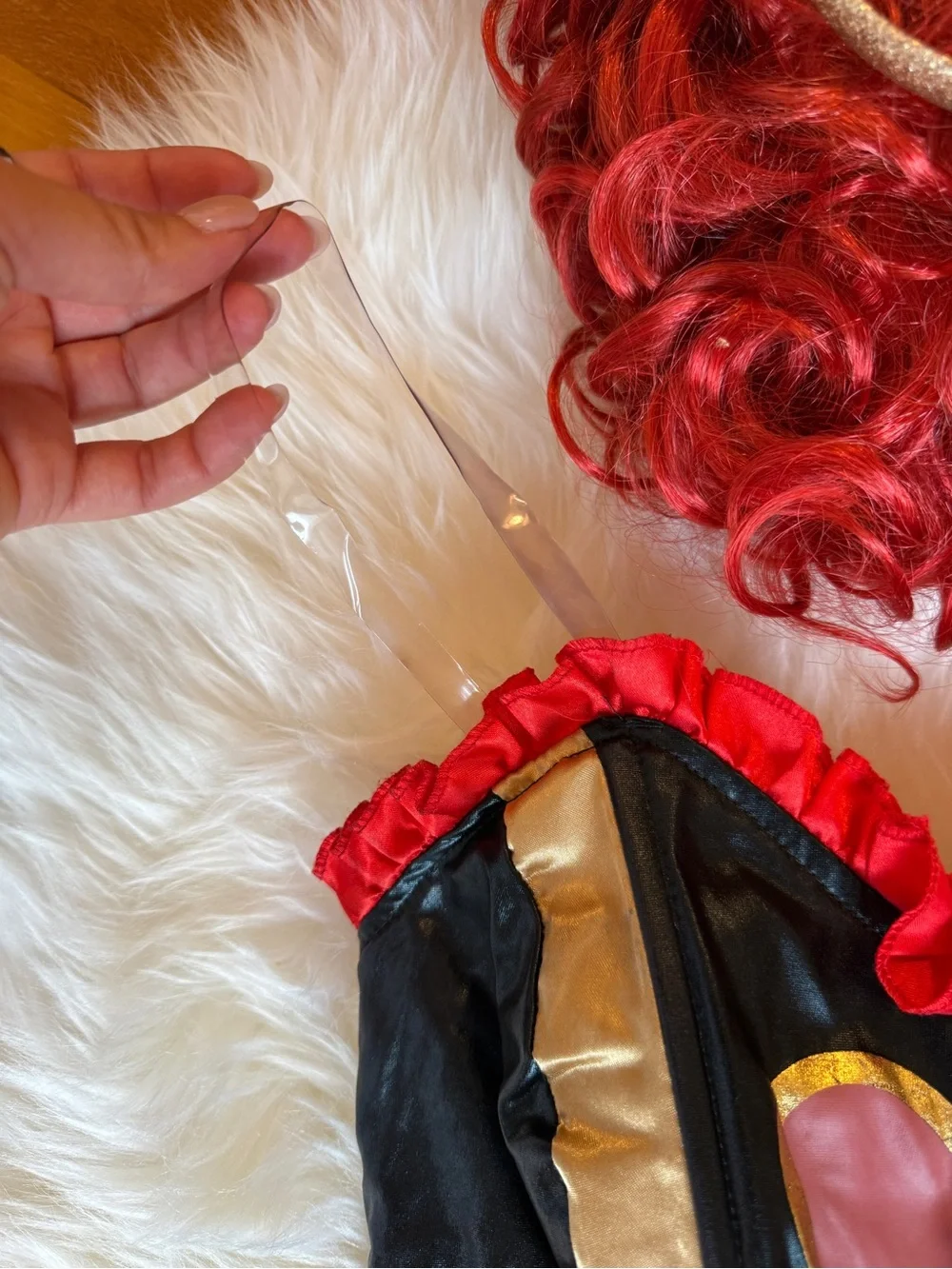 Halloween Red and Black Queen Costume Dress and Accessories with Gold Accents